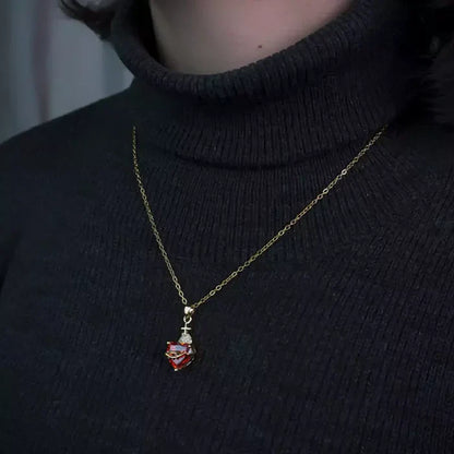 Colar Feminino Sagrado Coração em Rubi Banhado a Ouro 18k