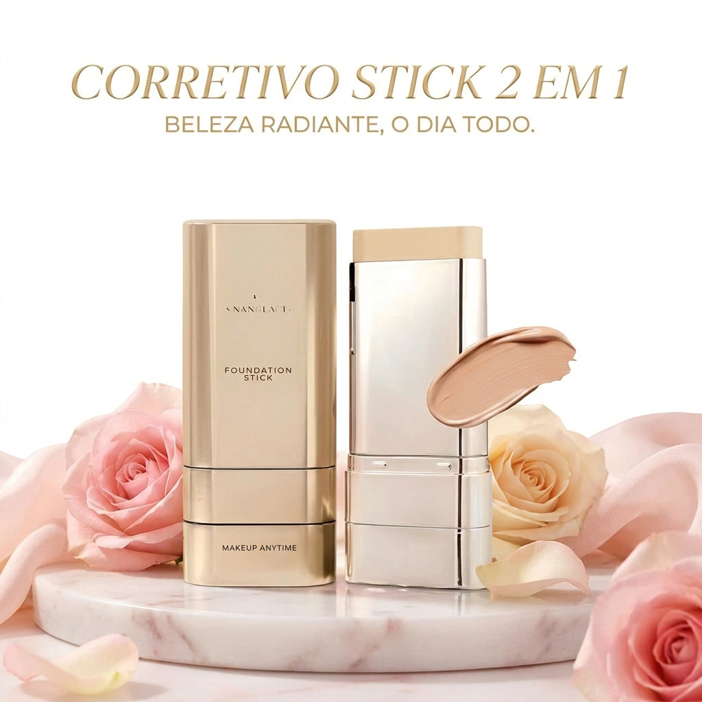 Corretivo Base Stick Coreano 2 em 1 – Cobertura Perfeita 100% Natural